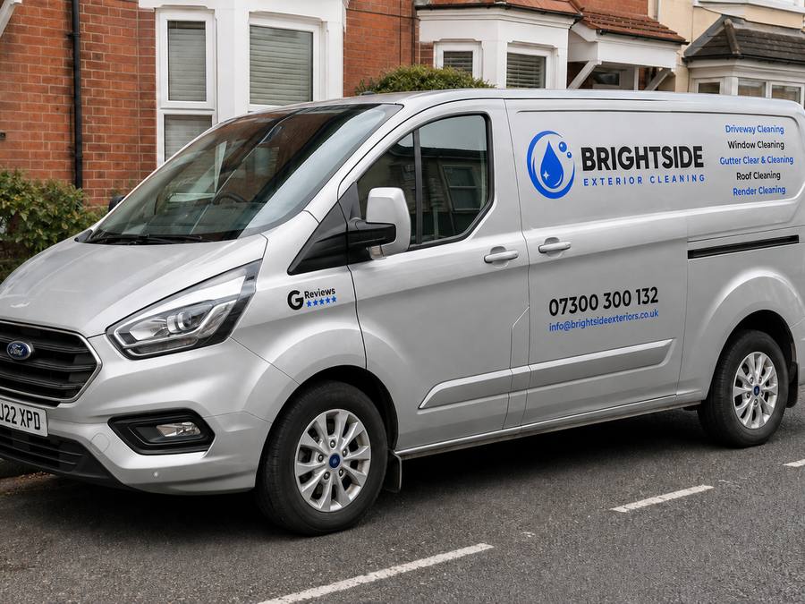 The Brightside Exterior Cleaning van parked on a residential street in South Yorkshire